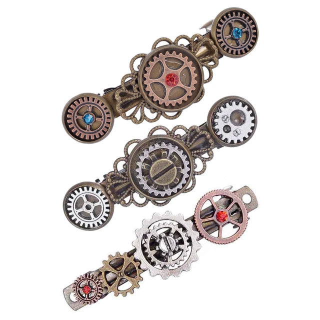 3 pz forcine pressofuse in lega di zinco Miss barrette gotiche steampunk vintage