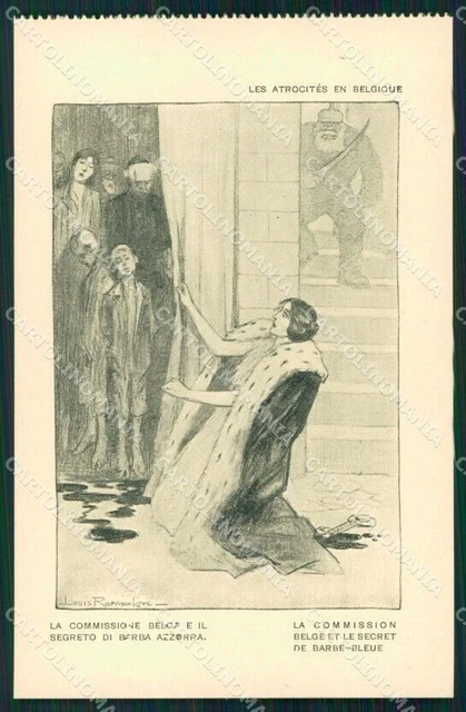 Militari Propaganda WW1 WWI Anti German Belgio Louis Raemaekers cartolina XF8384