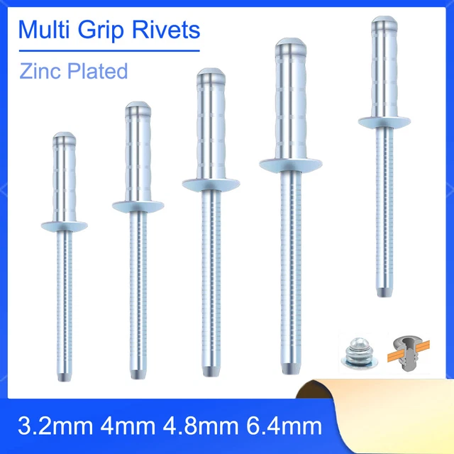 Bump Rivet MULTI GRIP POP Rivet Dome Head Blind Rivet Zinc Plated 3.2mm 4mm 4.8mm ...