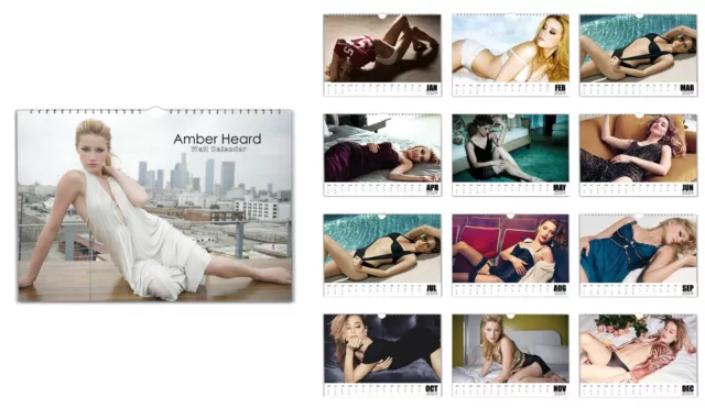 Sexy HOT Amber Heard full photo calendar 2024/25 personalised Choose Start