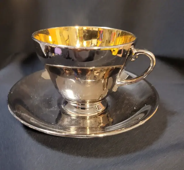 Royal Winton Gold/Silver Cup & Saucer Fine Bone  Lusterware  Grimwades England