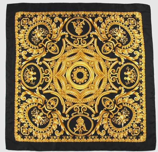 Foulard Carré Vintage En Soie 100% - Marque Napoleone Creation, Motif Géométrique Multicolore