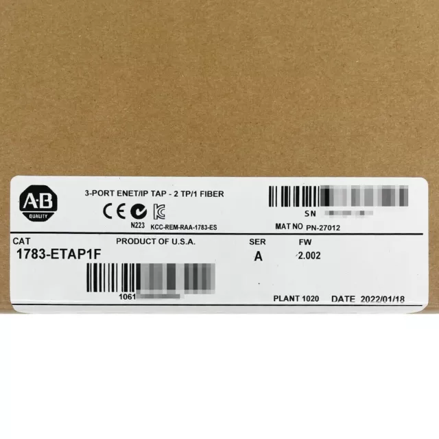 New Sealed Allen-Bradley 1783-ETAP1F SER A 3-Port Ethernet/IP Tap 1783ETAP1F