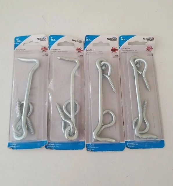 National Hardware 6" Zinc Plated Steel Hook & Eye Gate Hook N122-358 lot of 4