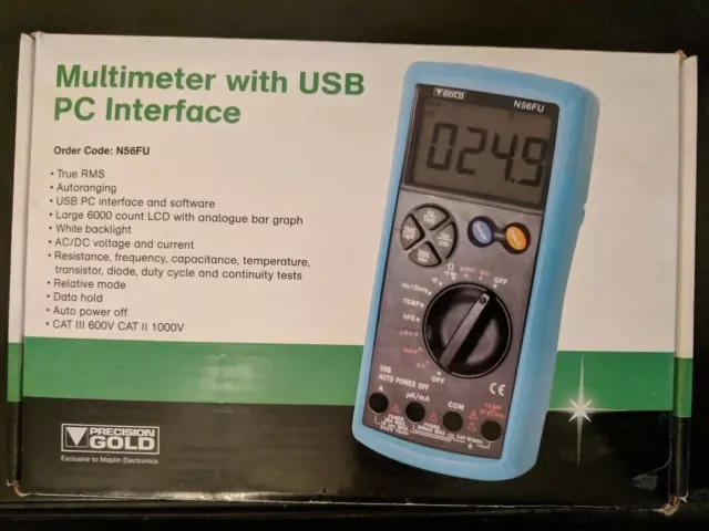 Precision Gold Digital Multimeter USB Frequency Tester Meter w/ Leads Software