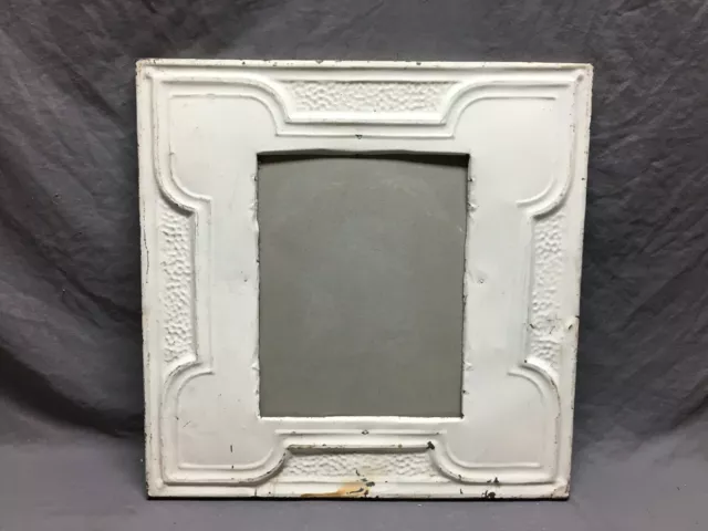 Antique Repurposed TIN CEILING Metal 11x14 White Picture Frame Recycled 1107-21B