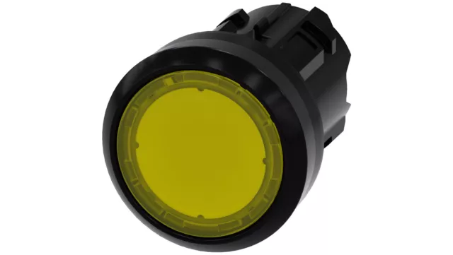 Bouton lumineux 22mm rond en plastique jaune plat avec ressort de rappel  /T2FR