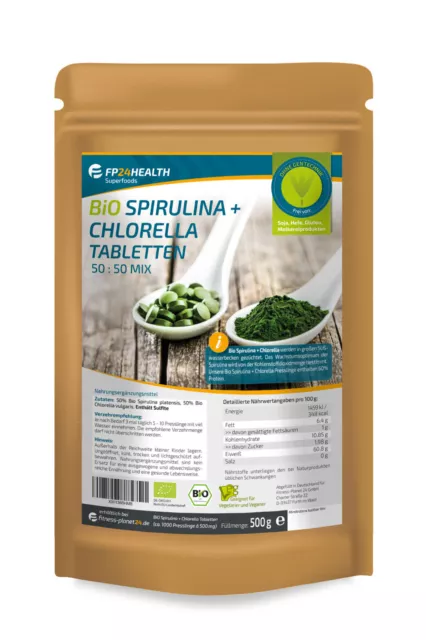 FP24 Health Bio Spirulina + Clorella 1000 Compresse 500mg per Compressa - 500g