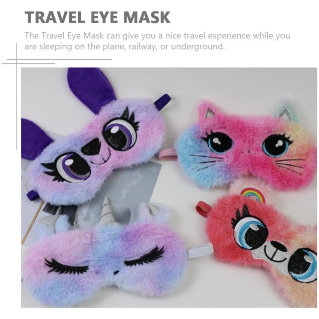 4pcs Plüsch Schlafmaske Reise Blindbund Tier Augen Schlafmaske Kunstpelzabdeckun 2