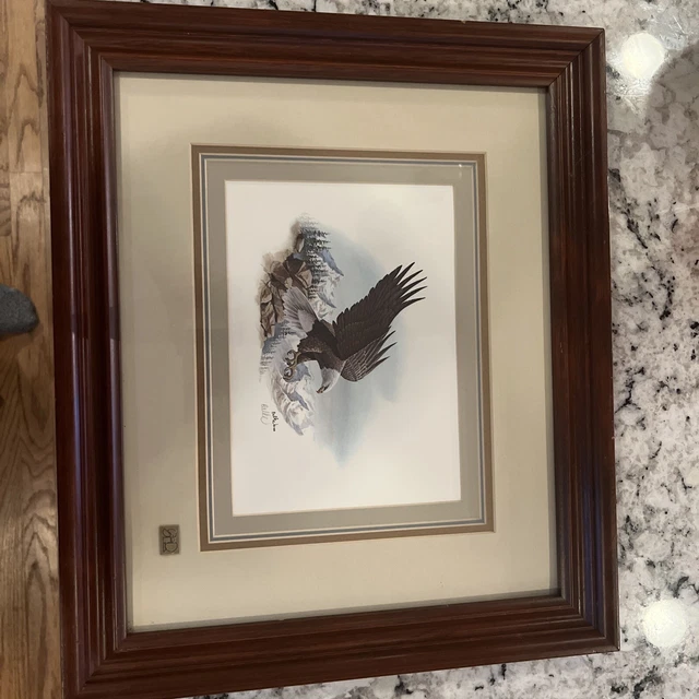 Don Balke Lithograph Eagle In Flight  Framed & Triple Matted Signed 17.5"x15"