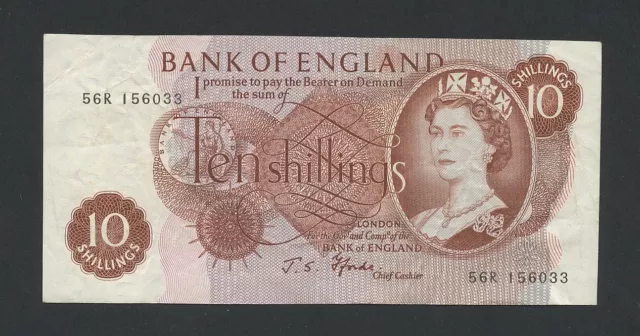 BANK OF ENGLAND 10 shillings Fforde R-FIRST 1967 B309 Banknotes