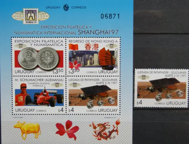 URUGUAY 1997 2301 Block 80 SHANGHAI 97 Pathfinder Mars Mission Rover Raumfahrt**