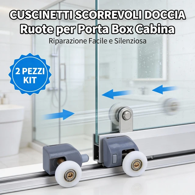 ROTELLE X BOX Doccia 8pz Cuscinetti Box Doccia 25 Mm Rotelline X Porta Scorrevol EUR 15,54 - IT