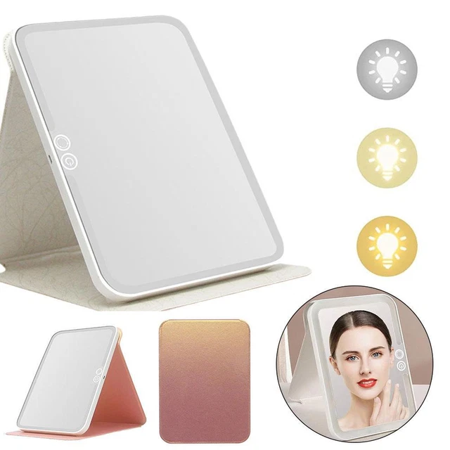 Espejo de viaje LED 3 colores regulable y recargable tocador espejo de maquillaje nuevo T9