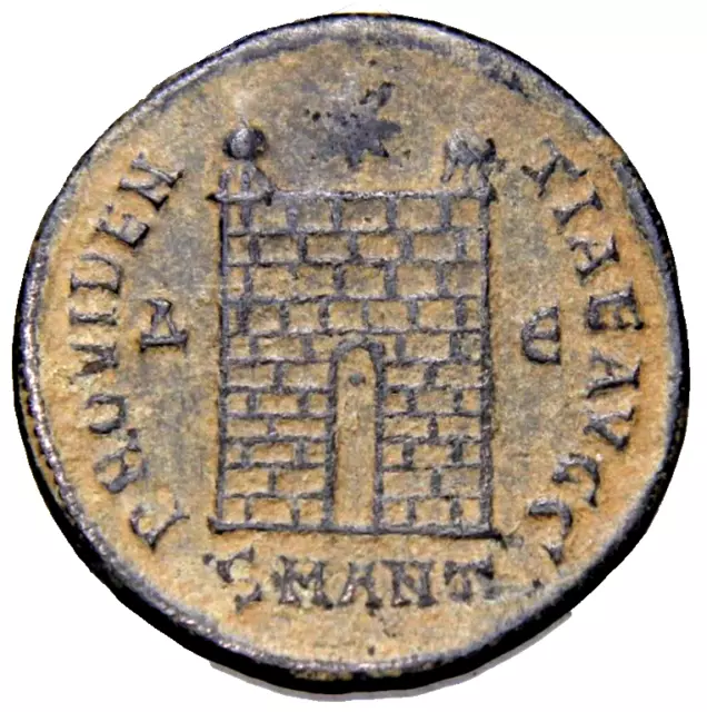 RARE Campgate Constantine I Æ Nummus. Antioch, AD 326-327 w/COA Roman Coin COA 2