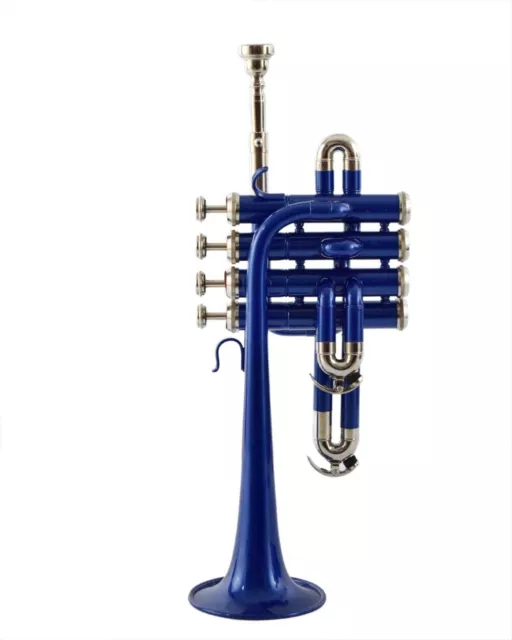 Bb/A Flat PICCOLO TRUMPET Brand NEW BLUE BRASS FINISH FREE CASE MOUTHPIECE