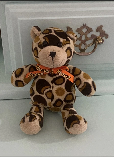 Reese's Peanut Butter Cup 6" Plush Bear Toy Galerie Cheetah Leopard Print B350
