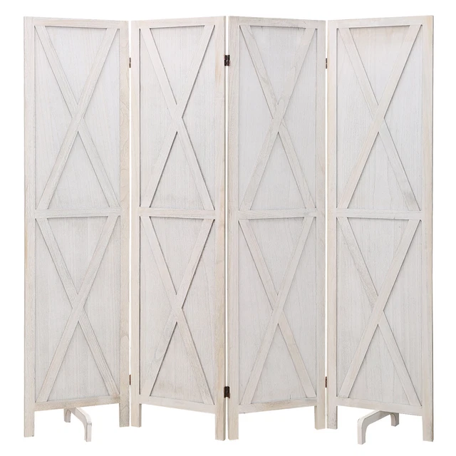 Room Divider 4 Panel Wooden Screen Privacy Partition Foldable Portable Home