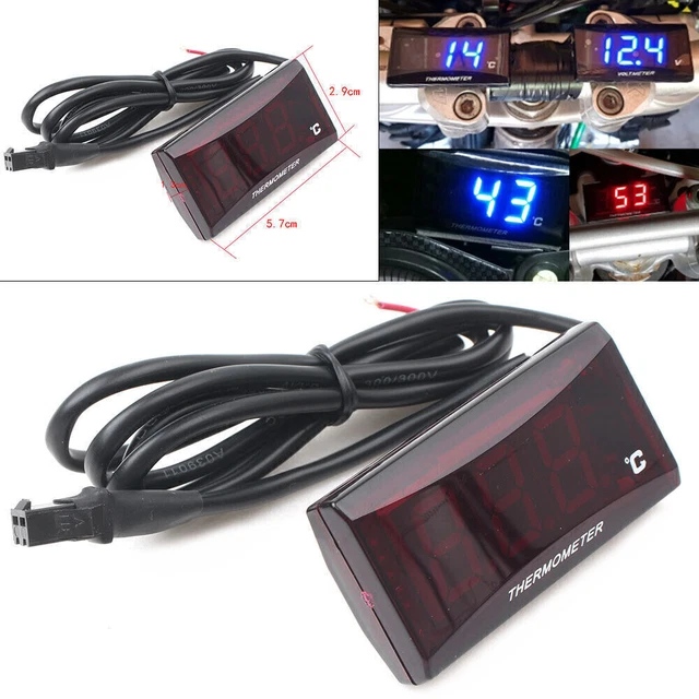 Misuratore di temperatura acqua digitale LED termometro rosso adattamento motore scooter da corsa