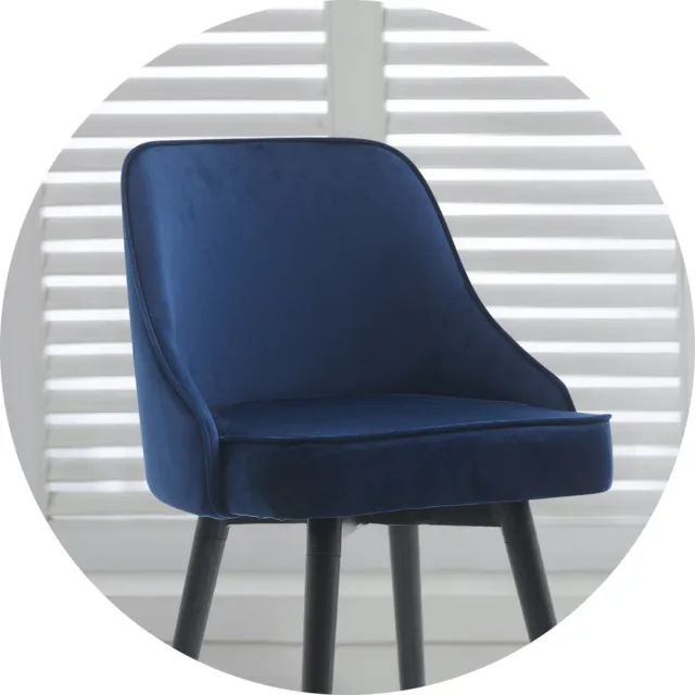 Blue Velvet Bar Stool Modern Designer Kitchen Counter Chair Seat Height 68cm