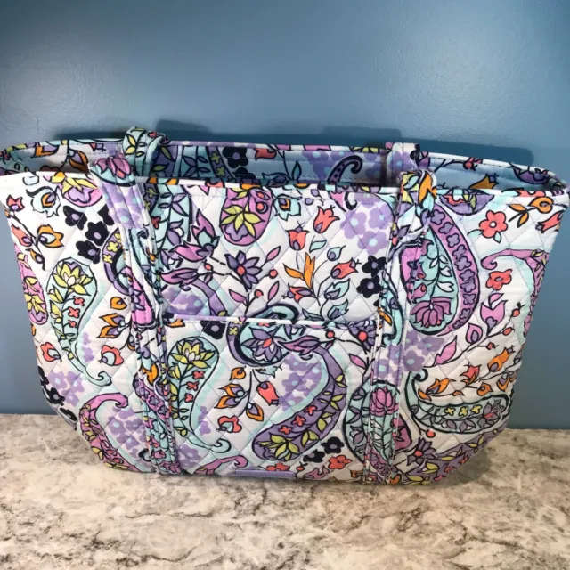 Vera Bradley NWT Small Trimmed Vera Tote Bag  Maddelena Paisley Lavender Pink