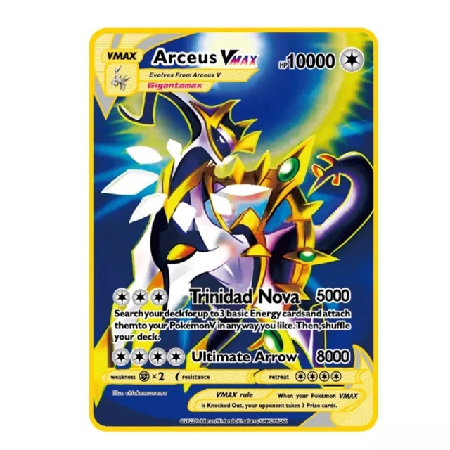 POKEMON GOLD METAL Card Arceus Vmax 10000HP with Minor Scratch/Damages