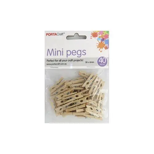 Clothes Pegs  30x4mm Natural 40 Pack (Product # 019832)