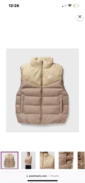 Nike Womens Sportswear Therma-Fit Windrunner Down Vest Beige DQ6896 200 Sz Large