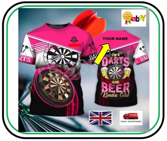 Ladies Dart Shirt Personalised - We Print Your Name -  Excellent Gift
