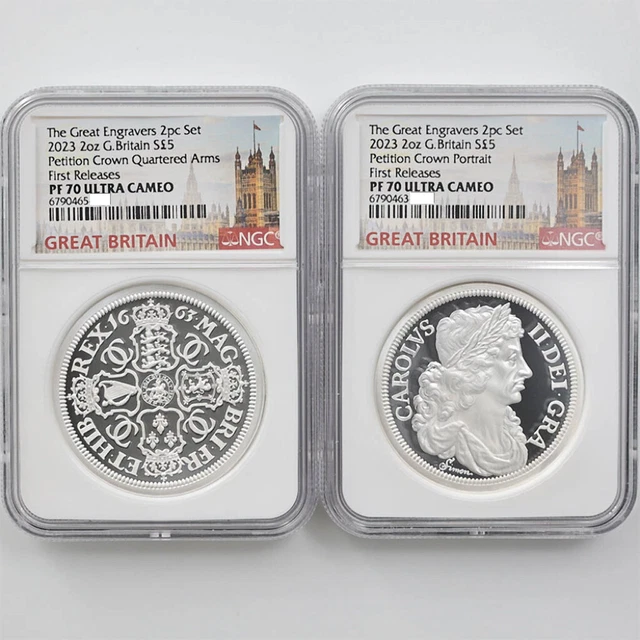 2023 Great Britain Petition Crown 5Pounds 2oz Silver Proof 2-Coin Set NGC PF70UC