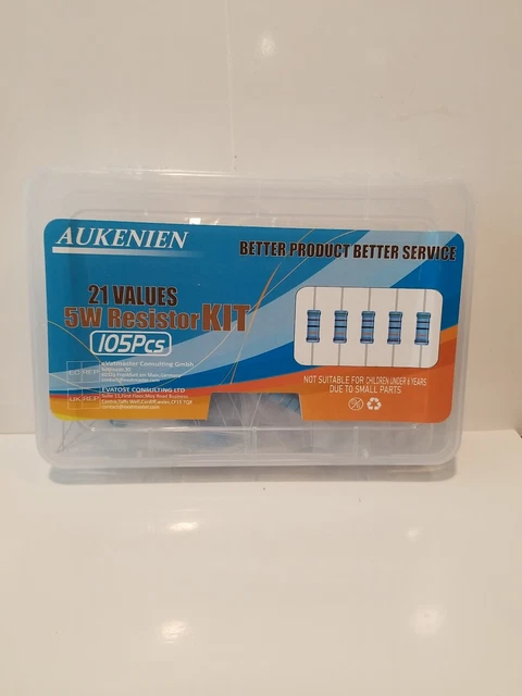 Aukenien 5W Resistor Kit 105 Pieces Mixed Sizes