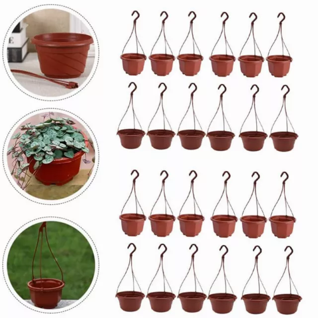 24PCS Octagonal Hanging Flower Plant Pot Basket Planter Holder Hanger Garden AU