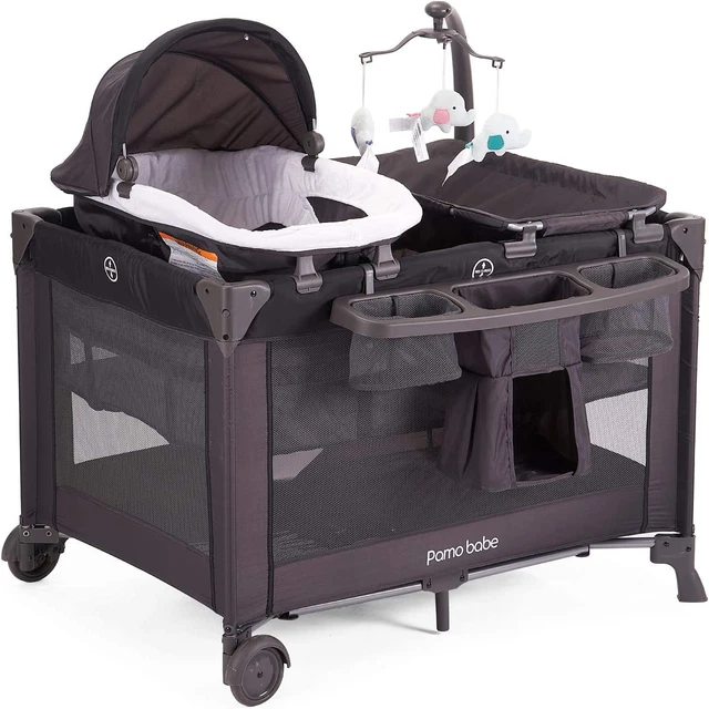 Pamo Babe 4 in 1 Portable Crib for Baby,Nursery Center with Removable Canopy, Ch