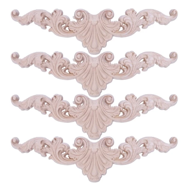 4X WOOD CADRE Sculpté D'Angle De Cadre Sculpté Onlay D'Artisanat Non Peint 1620 EUR 7,94