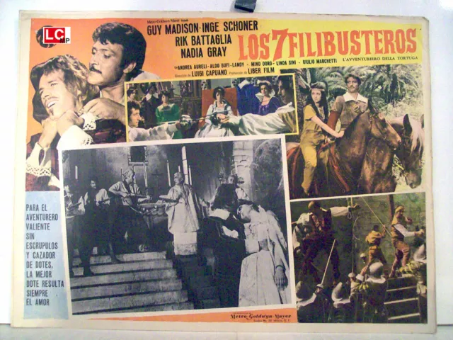 * L'avventuriero Della Tortuga / Guy Madison / 1965 / Mexican Lobby Card/ Luigi