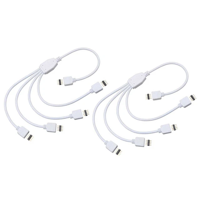 2PCS/Set 4 Pin LED Strip Splitter Connectors 2 Way Splitter Cables with 10 Pack