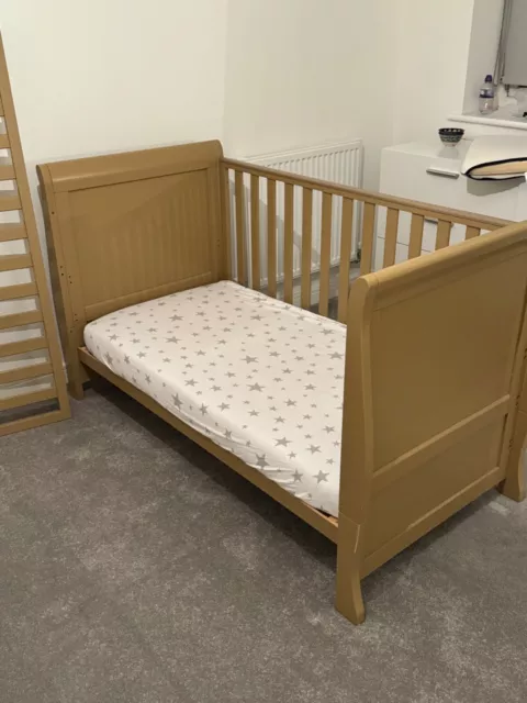 Obaby Stamford Classic Sleigh Cot bed including under bed drawer and mattress