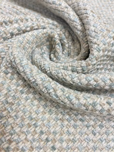 Kravet Reversible Beige Seafoam Green MCM Mid Century Modern Chenille Upholstery