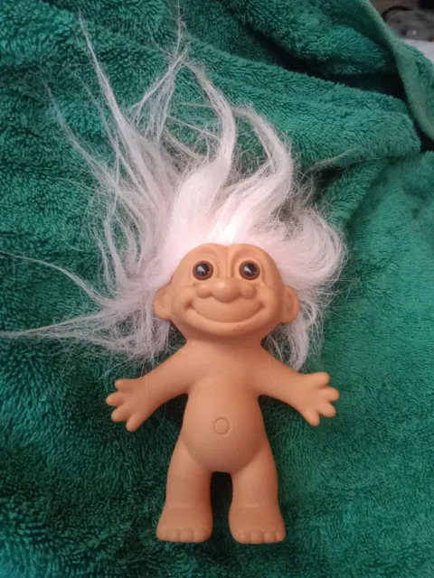 Vintage Thomas DAM Small 5" Troll Doll Made in Denmark 1960s Rare White Hair