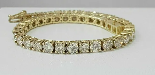 8Ct Round Cut Lab-Created Diamond Tennis Bracelet 14K Yellow Gold Finish