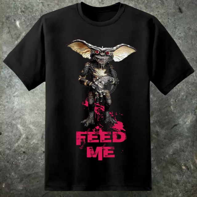 Mens Gremlins FEED ME Retro 80s T Shirt Horror Funny Vintage Mogwai Movie Figure