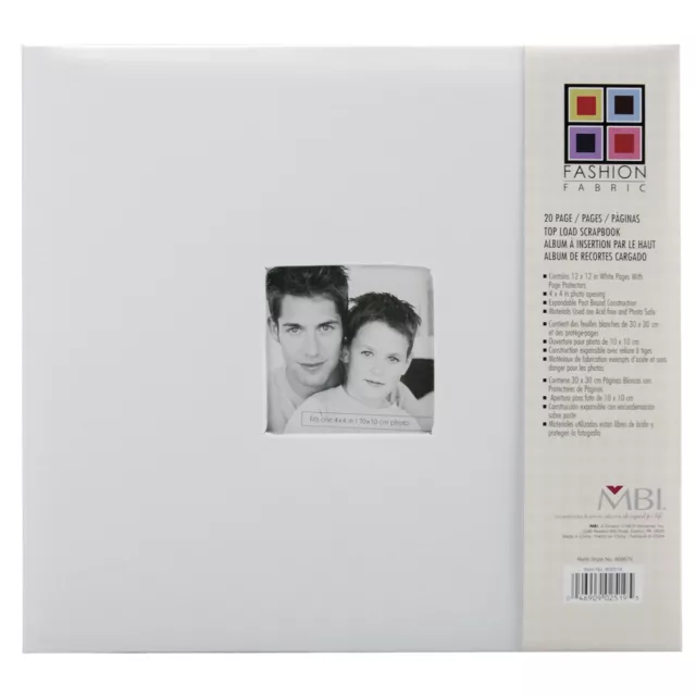 MBI Fashion Fabric Post Bound Album W/Window 12"X12"-White