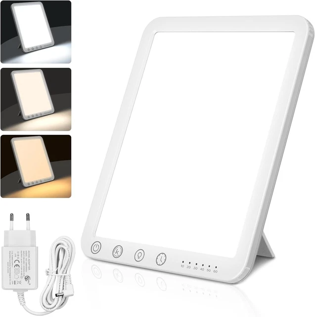 Lampe de luminothérapie, lampe de lumière du jour sans UV 10000 lux avec 3 modes de température de couleur et luminosité réglable et minuterie | Leroy Merlin