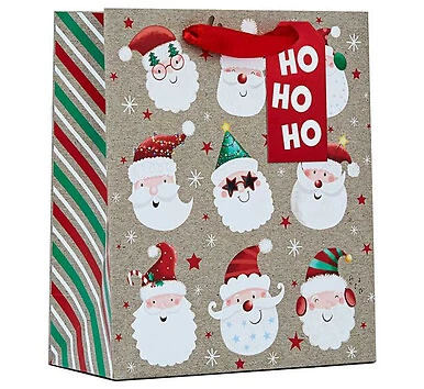 Santa Faces Medium Christmas Gift Bags by north pole