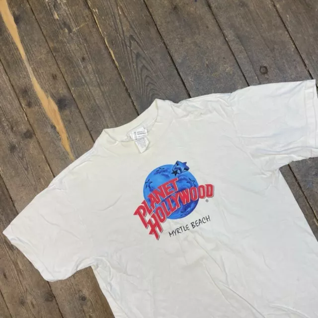 Planet Hollywood T-Shirt Vintage Myrtle Beach 90er Jahre T-Shirt, weiß, Herren groß 3