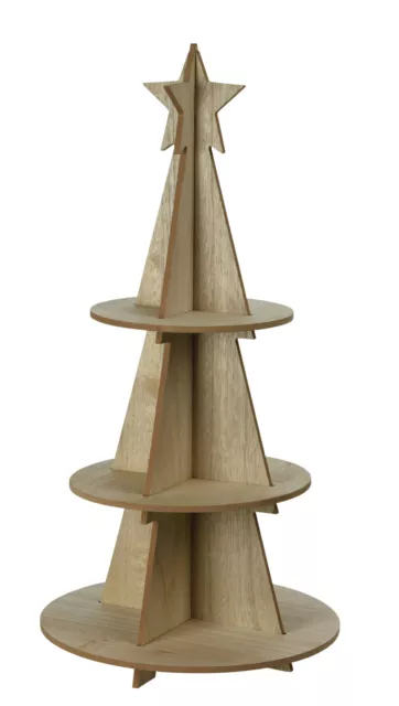 XXL Madera Pirámide de Navidad - 60 cm - Decoración Pisos Árbol con Estrella Punta