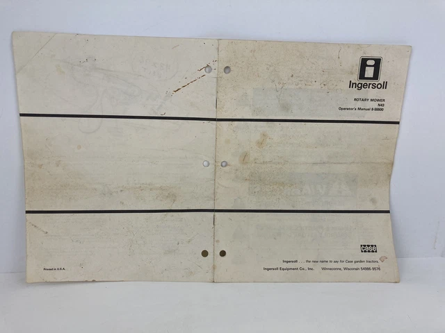Cortadora rotativa Ingersoll N43 de la década de 1980 usada # 8-555-- manual del operador 15 páginas