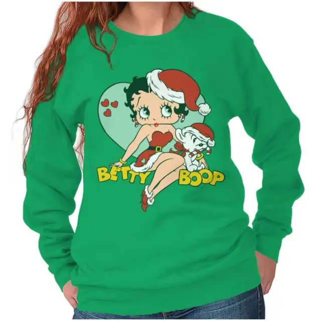 Betty Boop Christmas Mrs Santa Claus Women Crewneck Sweatshirt