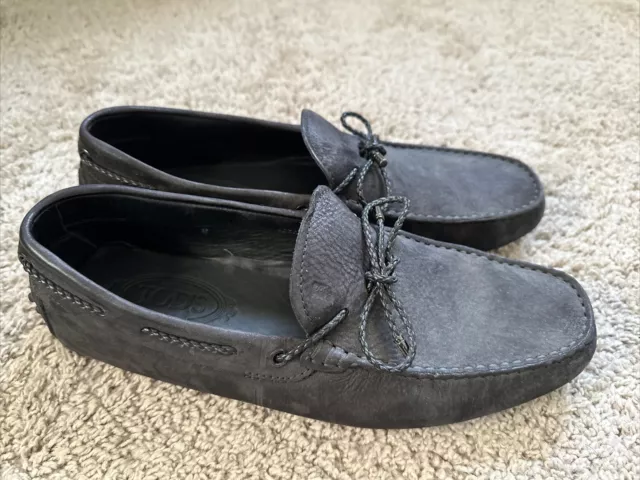 TOD'S Dark Gray Suede Driving Shoes/ Slip On Loafters, Mens Size 8, 10.5 US, EUC