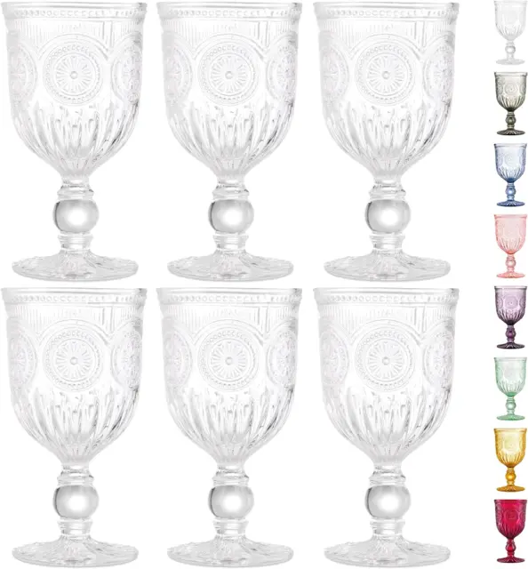 Vintage Wine Glasses Set of 6 - Glass Goblets - Water Goblets or Wine or Cocktai
